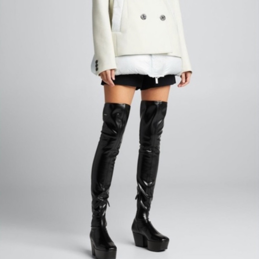 NWT Prada Stretch Napa Over-The Knee Platform Boots